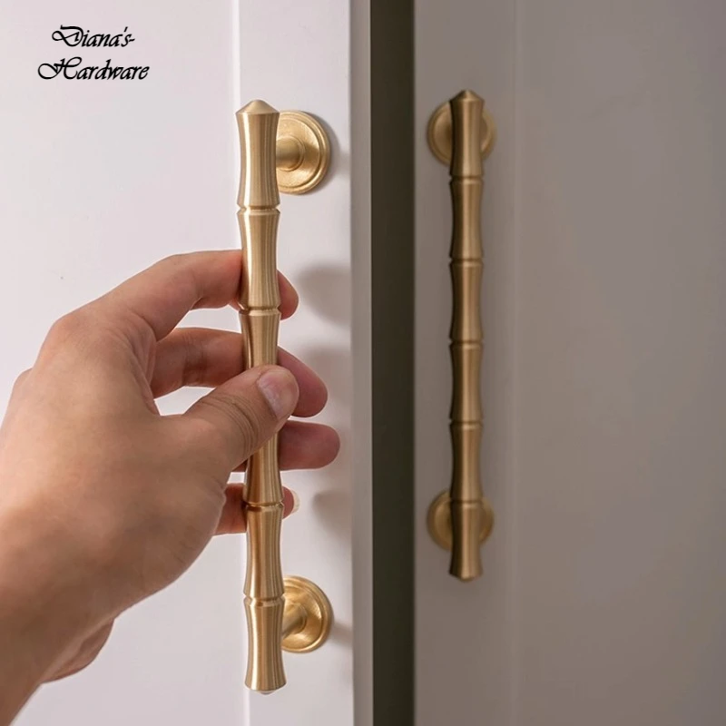 

French Gold Cabinet Handles Solid Brass Light Luxury Wardrobe Door Handle T Bar Knobs Kitchen Cabinet Drawer Furniture Handles