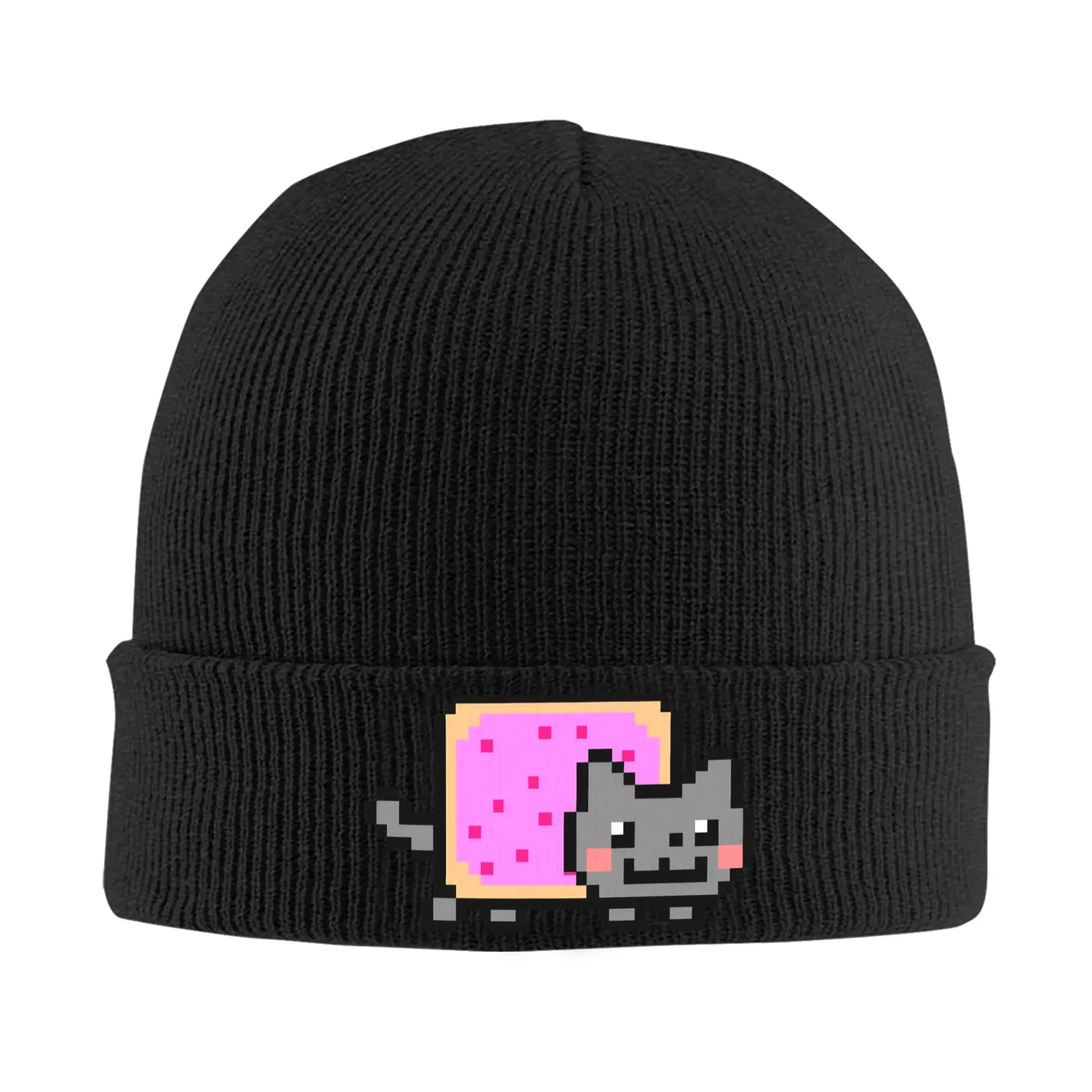 Cat Rainbow Pixel Space Nyans Hats Autumn Winter Beanie Warm Nyans Cap Unisex Acrylic Bonnet