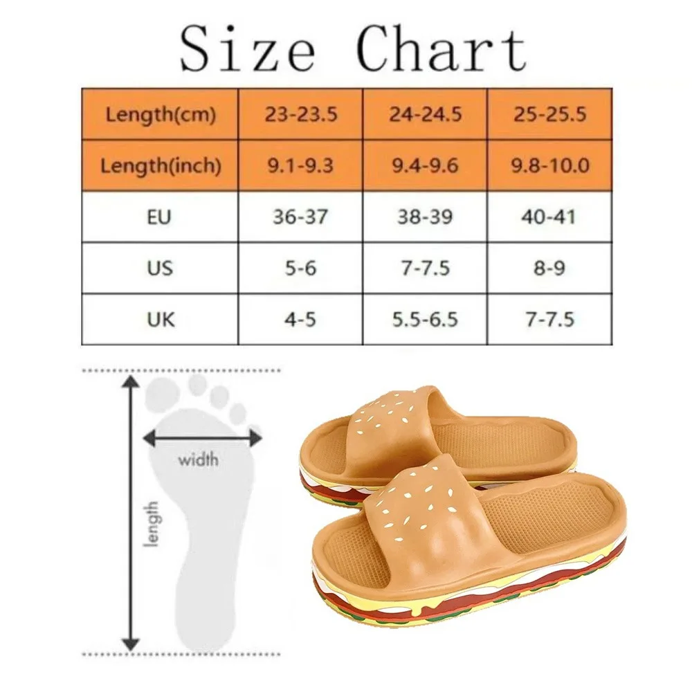 Creative Simulation Hamburger Slippers Soft Bottom Funny EVA Hamburger Slippers Non-Slip Thick Sole 3D Hamburger Slides Indoor