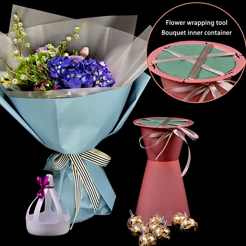 1Pc Bouquet Packaging Liner Base Fresh Flower Packaging Tool Bouquet Inner Pot Sword Barrel Flower Arrangement Bucket Wholesale