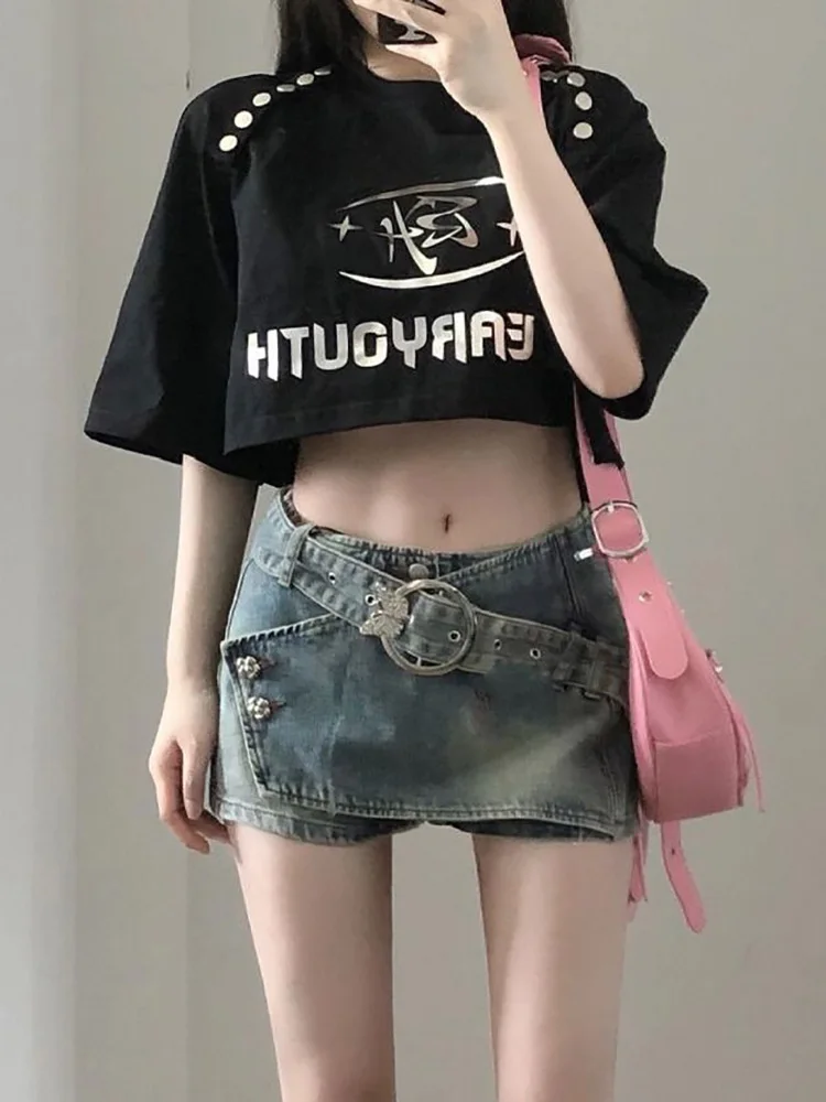 Low Waist Sexy Girl Design plus Size Denim  Skirt Women's Summer New Slim A-Line Short Skirt Bodycon Skirt