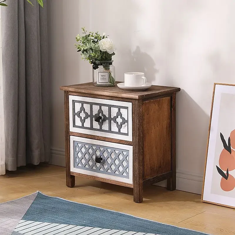 Solid Wood Multi-Layer Drawer Storage Cabinet Living Room Simple Storage Side Cabinet Combination Organizing Cabinet