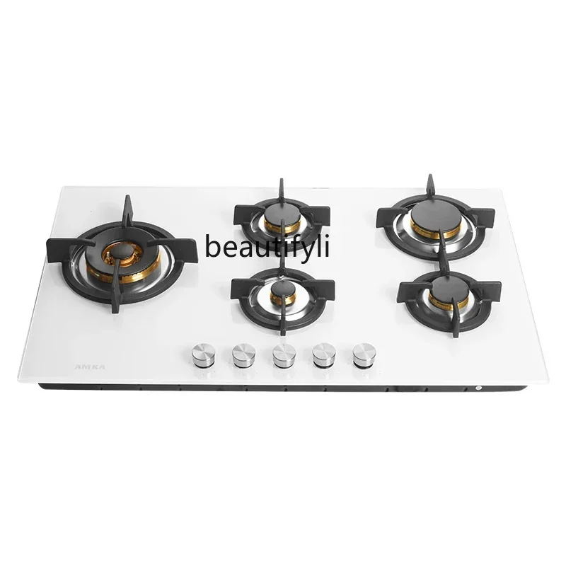 Y Embedded five-eye gas stove Household European white five-eye multi-head five-hole natural gas stove Embedded stove