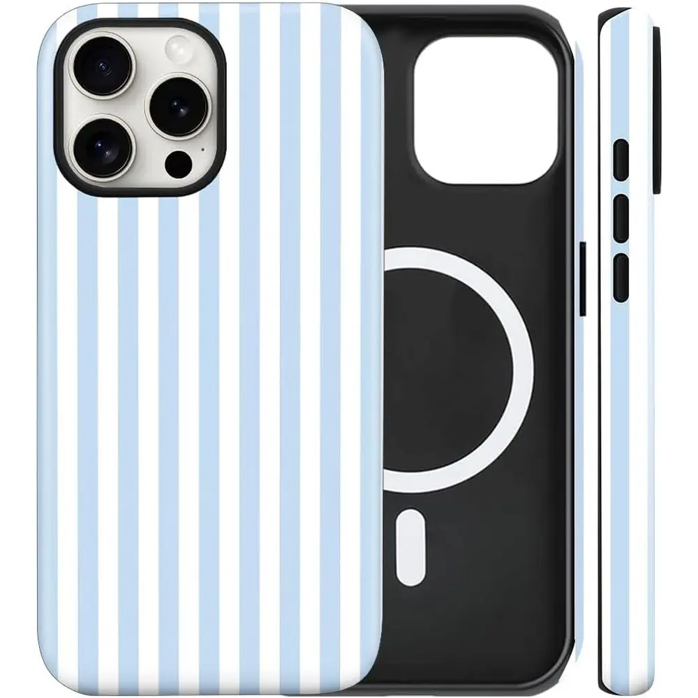 

Magnetic or iPe 13/14 Case Cute Stripes Pe Case, Shockproo Slim TPU and Hard PC Protective Pe Cover Compatible with MagSae Desig