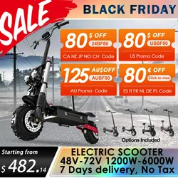 1200W-6000W Adult Electric Scooter 55-90km/h Fast E scooter X60 X48 X700 Dual Drive Foldable Skateboard with Seat 2 wheels Moped