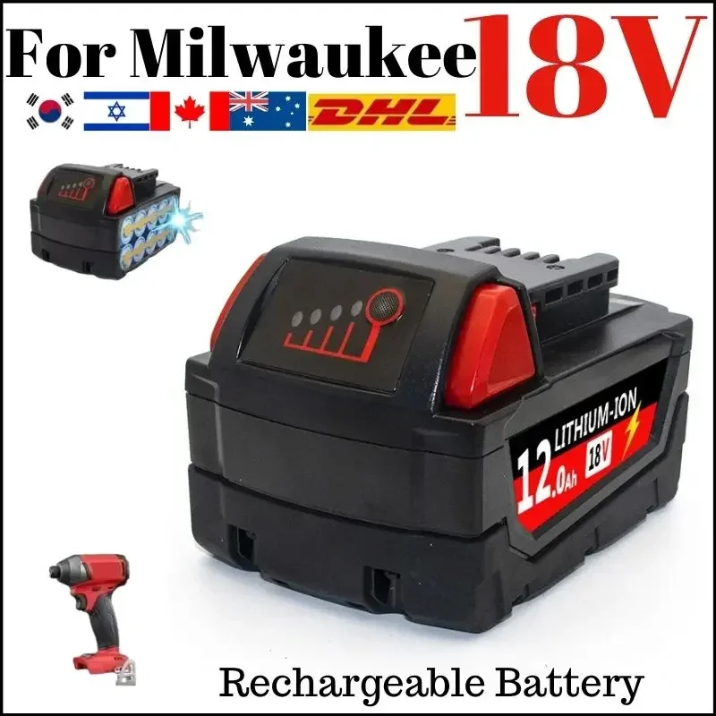 

for Milwaukee M18 XC Lithium Battery 18V 12000mAh Replacement 48-11-1860 48-11-1850 48-11-1840 48-11-1820 Rechargeable Batteries