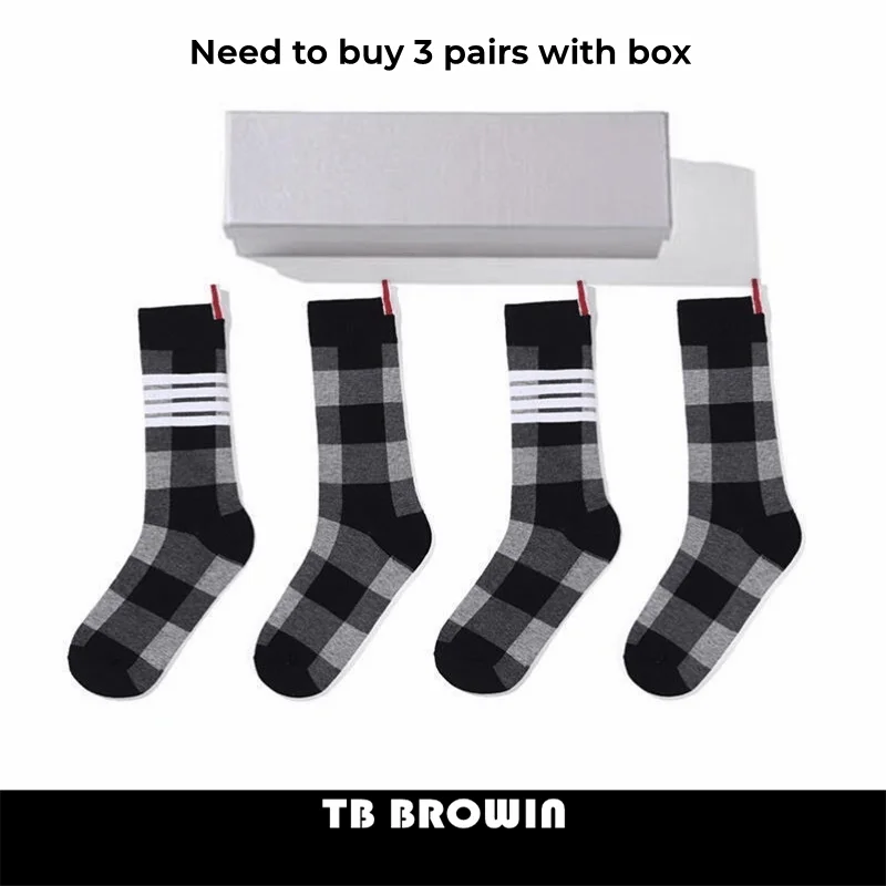 TB BROWIN THOM Men\'s Socks Korean Fashion RWB Stripes No Show Women\'s Cotton Street Fashionable Harajuku Stockings