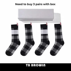 TB BROWIN THOM Men's Socks Korean Fashion RWB Stripes No Show Women's Cotton Street Fashionable Harajuku Stockings