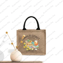 1 pc Italy Lemons Pattern Shopping Large Personalized Canvas Beach Bag Women Monogram Pattern Gift Handbag Travel Lover