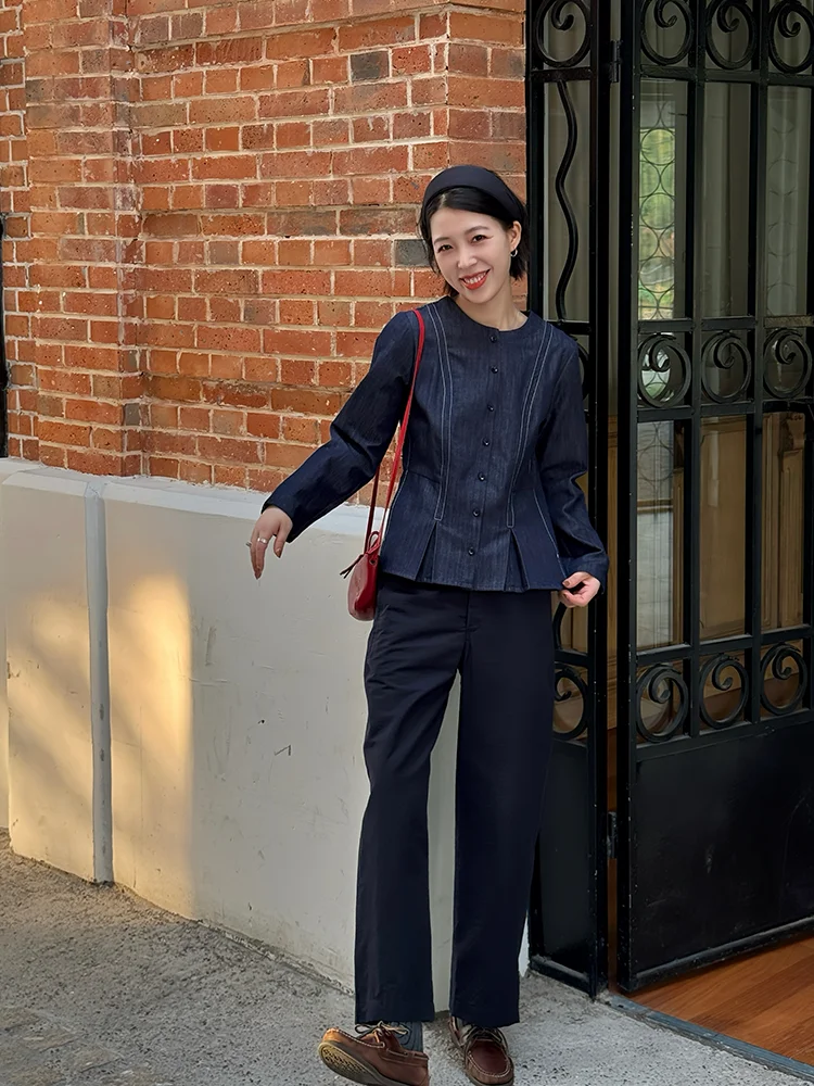 

Loose Beige Linen ort Coat Women's Autumn Wear Thin Design Cotton Linen Top round Ne Button Closure Long Sve Coat