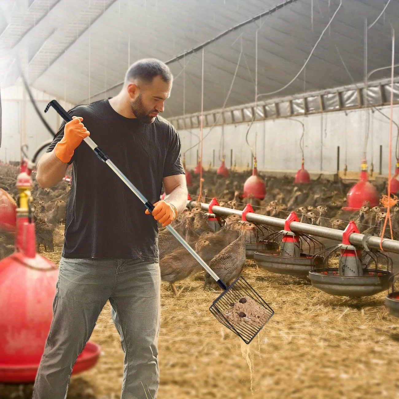 Adjustable Chicken Litter Scoop Perfect Coop Cleaning Separating  Sand Stretchable Poop Scooper Tools Sifting Shovel