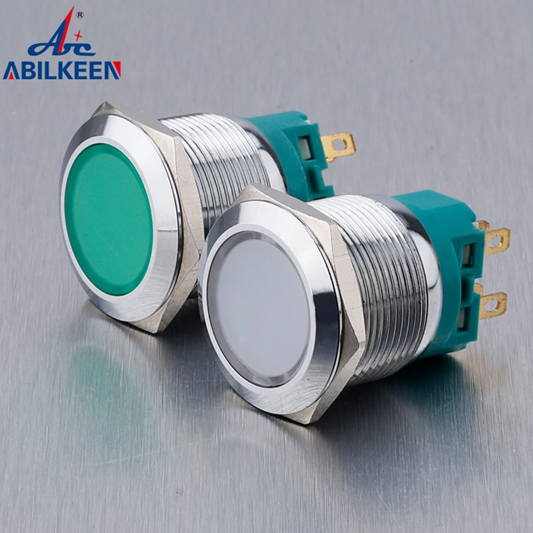 

Кнопка-переключатель ABILKEEN 22 мм с полной подсветкой, металлическая, 1НО1НЗ/2НО2НЗ, водонепроницаемая, мгновенного/фиксированного действия