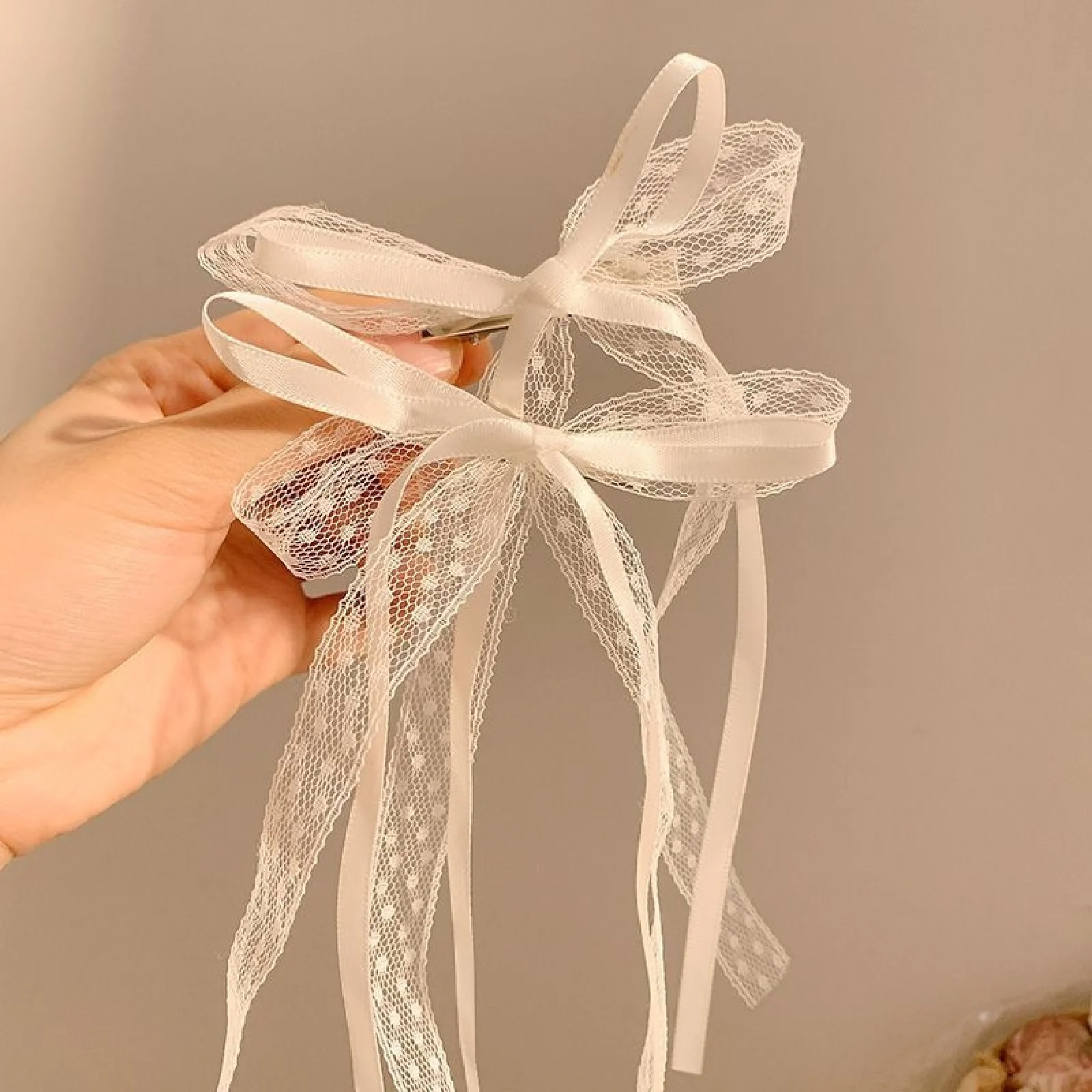 2 Stück weiß, Spitze, Band, Haargummi, Schleife, Haarspange, weiblich, Premium, Kopfbedeckung, Clips, Haarschmuck, Haarkarten – Detail 3
