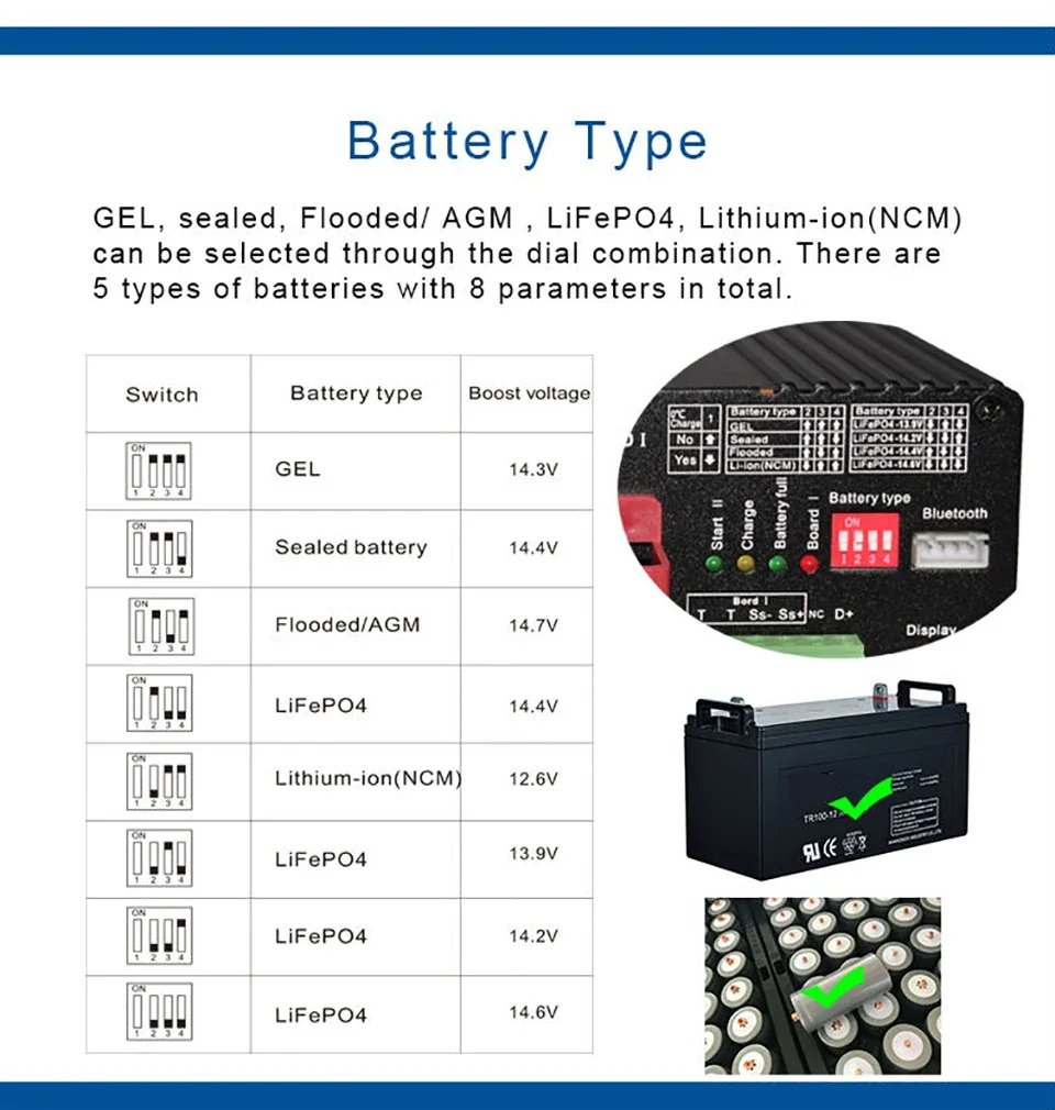 DC to DC 12V 30A smart Charger with Booster support Bluetooth app lithium battery Fully automatic charging temperature Charger