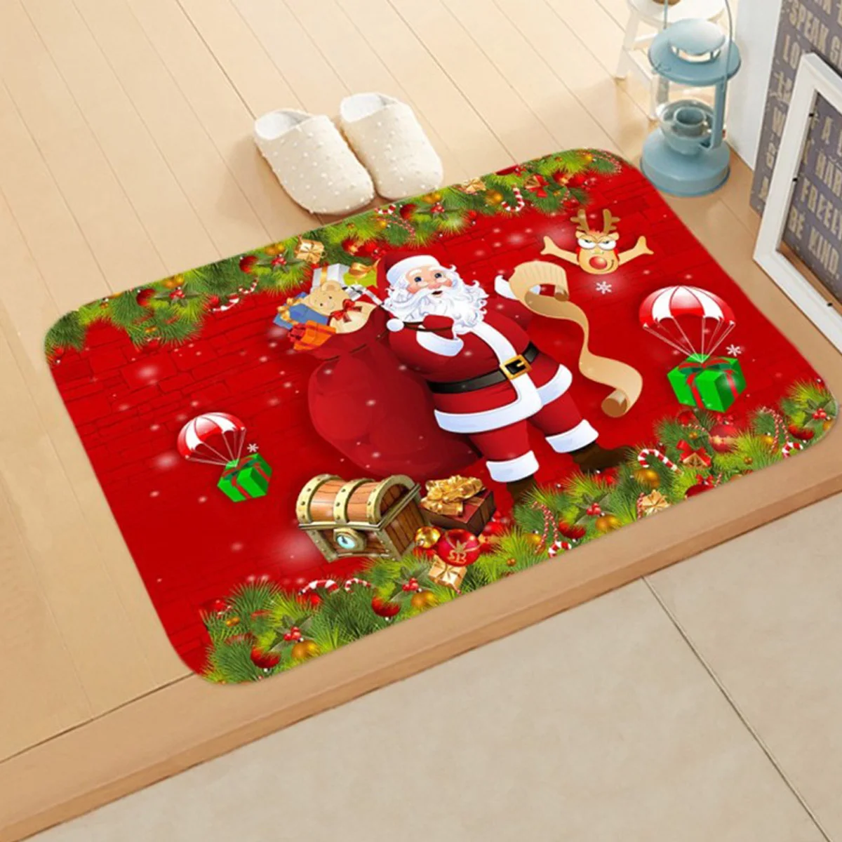 

Christmas Bathroom Non Slip Floor Mat Living Room Home Soft Diatomaceous Earth Floor Carpet Kitchen Mat Home Decoration