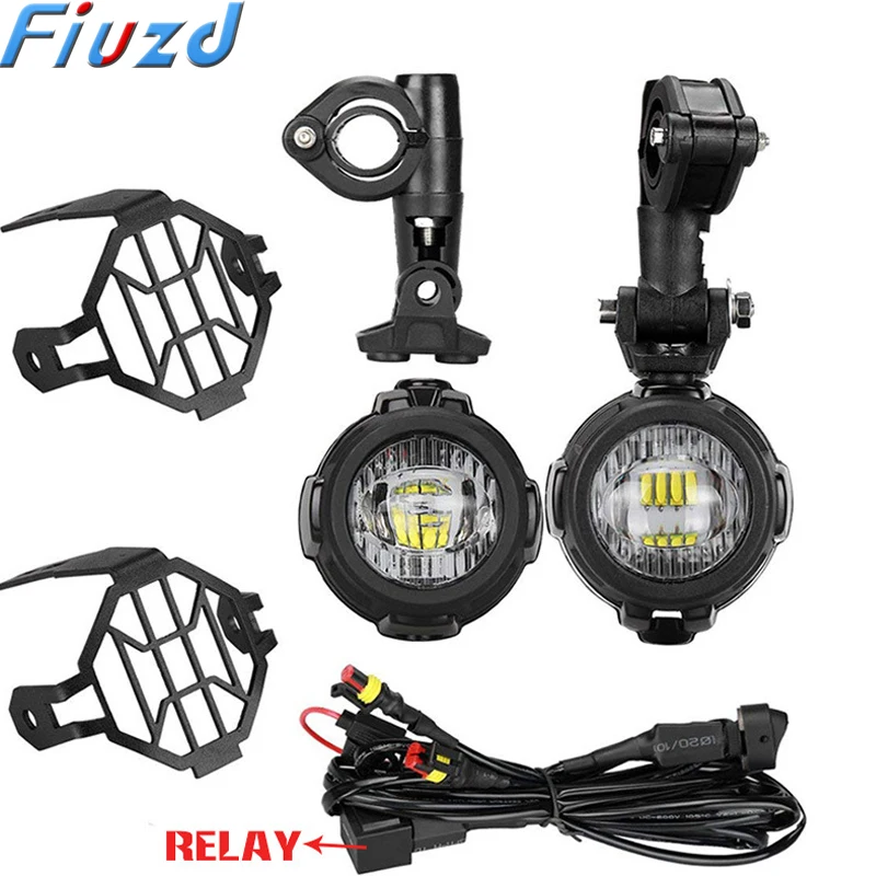 Pair 100W Motorcycle Headlight Fog Lights Led Auxiliary Driving Light Spotlight Headlamp Dual Color Flasher Farol Moto Fog Lamp.