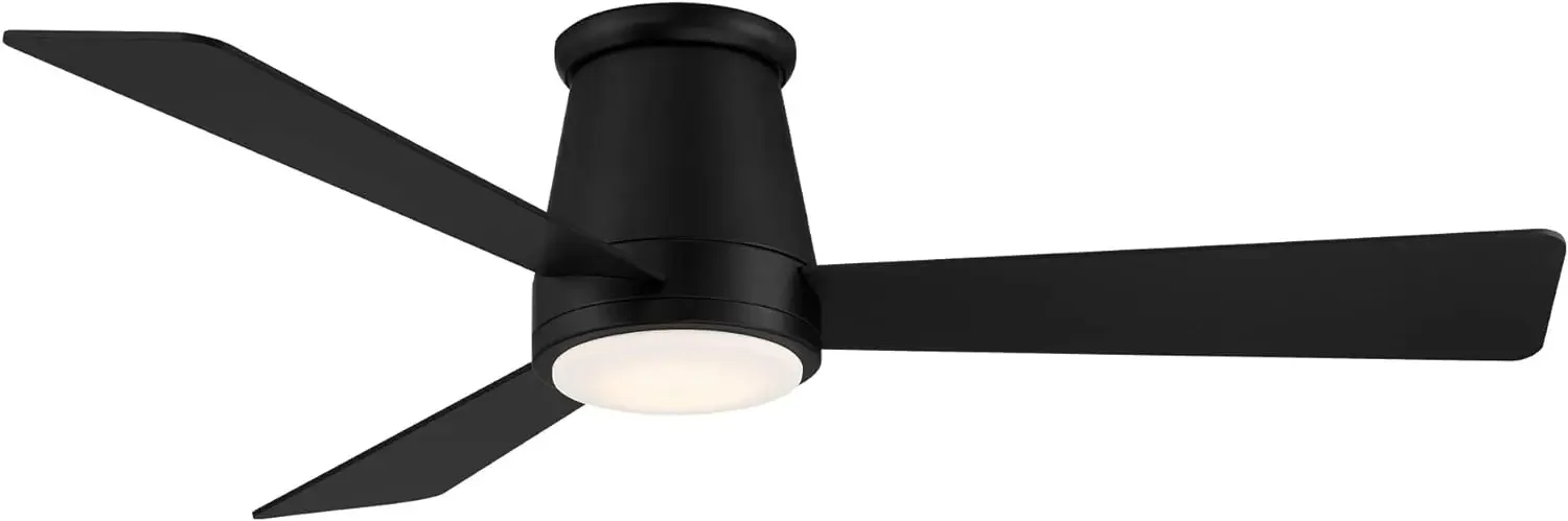 Smart Fans Hug Indoor and Outdoor 3-Blade Flush Mount Ceiling Fan 52in Brushed Nickel with 3000K LED Light Kit