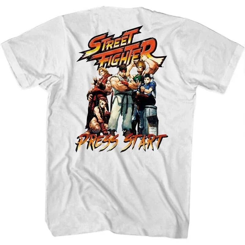 Street Fighter Press Start Video Game Group Graphic T-Shirt Cotton Men Women Streetwear Tee