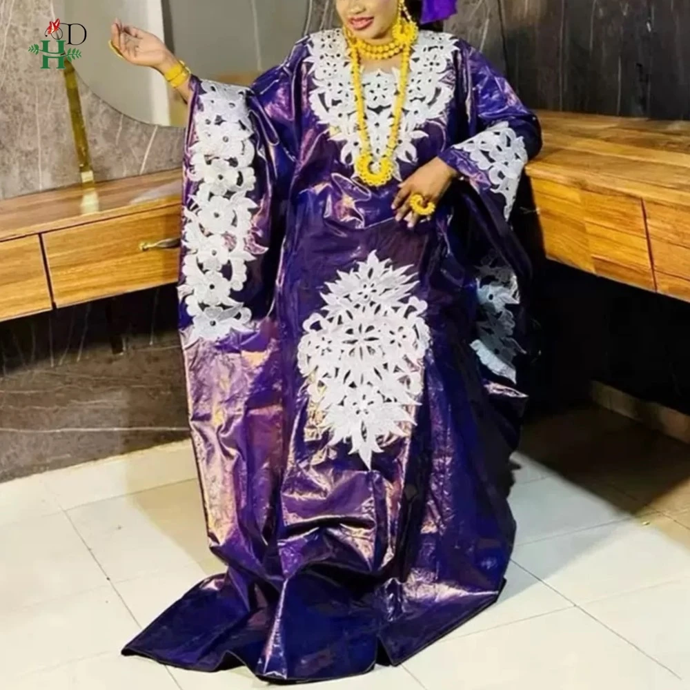 Vestidos Africanos H&D 2026 para Mujer, Vestido Kaftan con Bordado Bazin Riche, para Bodas y Fiestas, Djellaba Talla Grande, Vestido de Iglesia, Estilo Turco