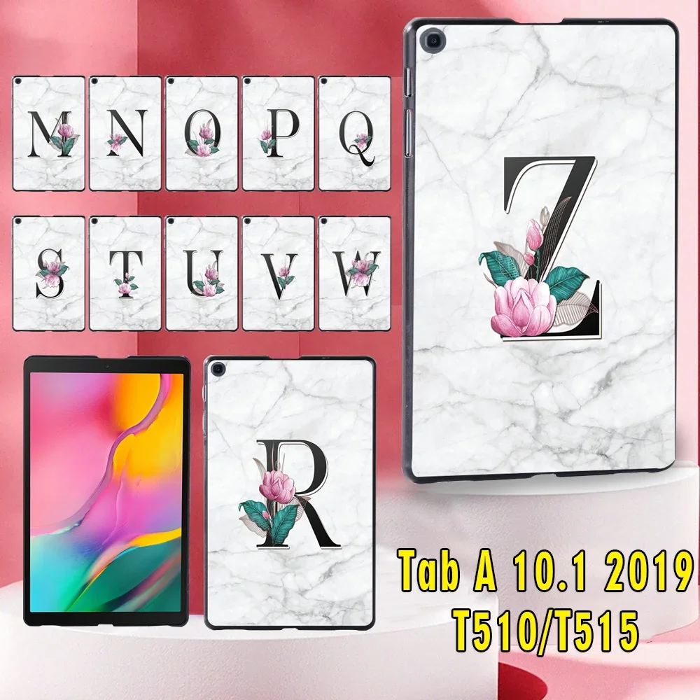 

Tablet Case for Samsung Galaxy Tab A 10.1 2019 SM-T510/SM-T515 Fashion Letter Pattern Plastic Back Shell Cover+Stylus