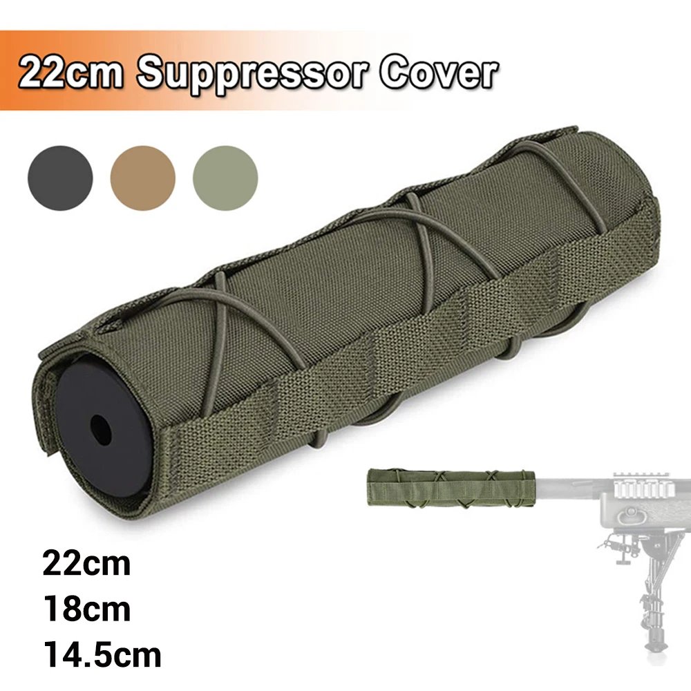 Capa Protetora Silenciadora de Airsoft Tactical, Caso de Camuflagem, Caça e Tiro Supressor, 22 cm, 18 cm, 14 cm, 5cm Semelhante a AliExpress
