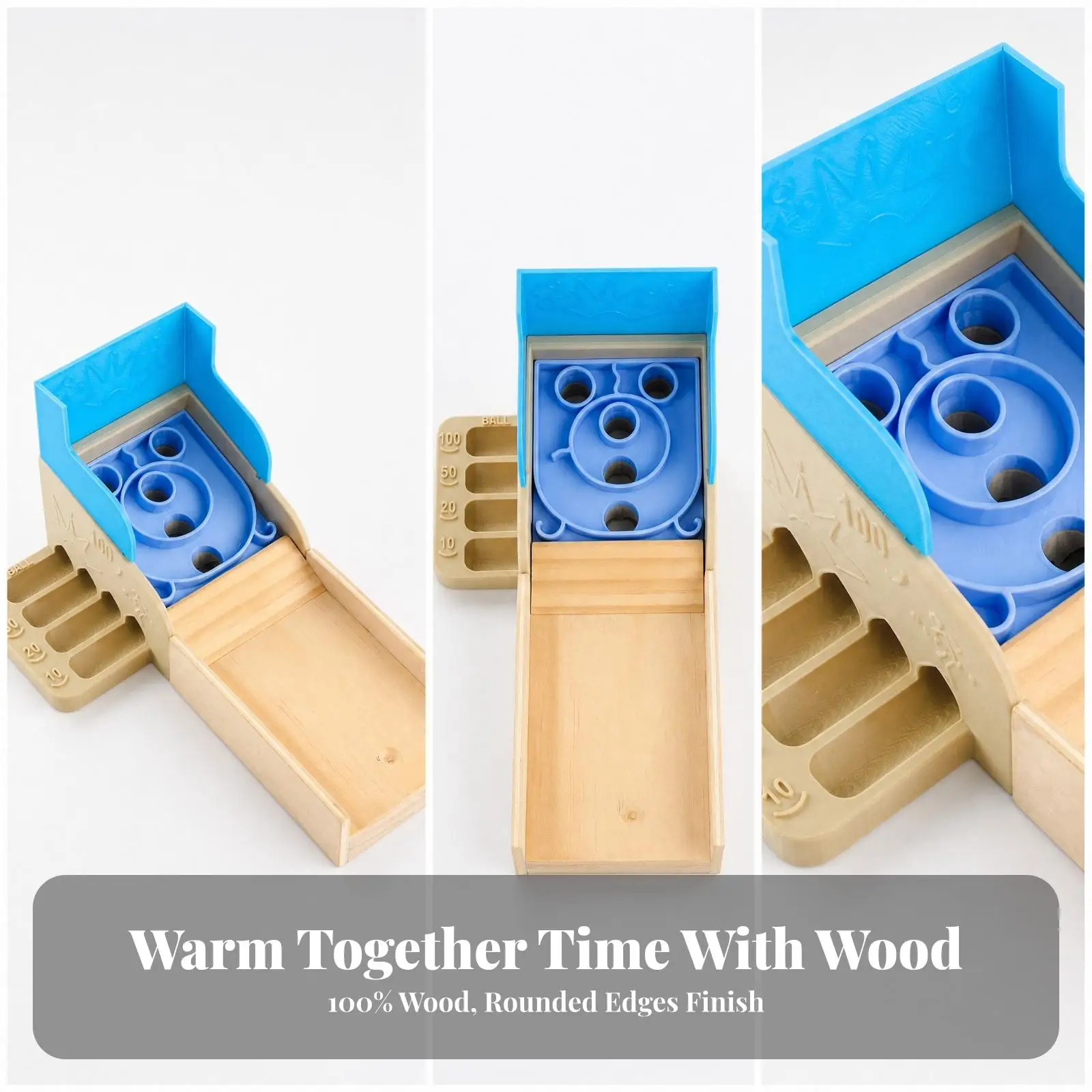 Wooden Marble Run Game Tabletop Sphere Track for Children with Numbered Slots and Molded Obstacles for Desktop Playroom