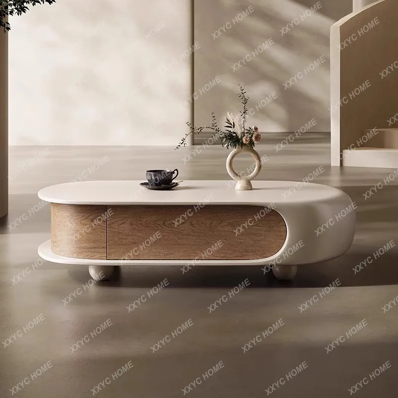 Cream wind solid wood coffee table living room household small apartment creative advanced sense modern simple coffee table