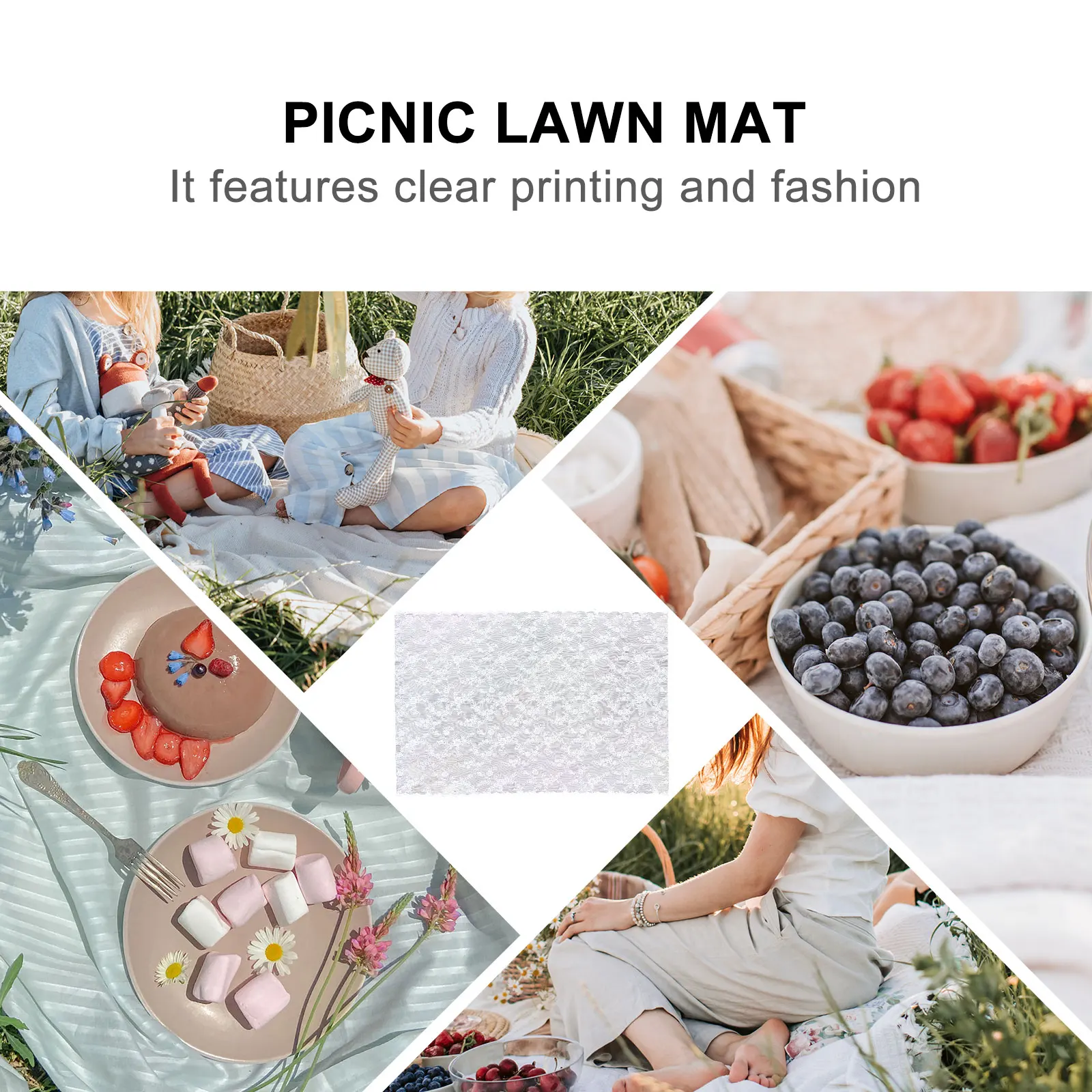 

1pc Picnic Tablecloth Outdoor Mat Foldable Lawn Cover Blanket Travel Light Weight Clear Printing Fashionable