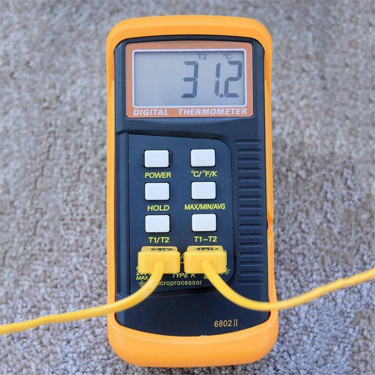 Digital K Type Thermocouple Thermometer(-50-1300°C) Dual Channel, 2 Thermometer Pipe Clamp and 2 Sensor Probes