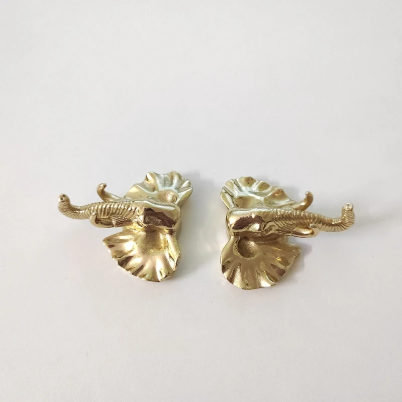 Brass Furniture Handle Abstract Elephant Head Drawer Door Wardrobe Shoes Bedside Table Wine Cabinet Hardware Knob Single Hole