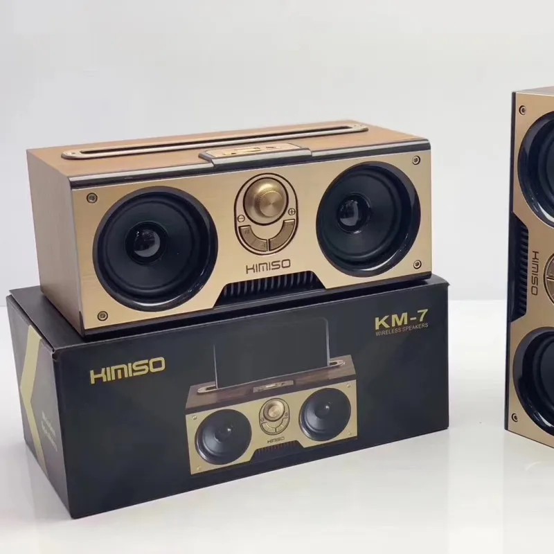 

Retro Wooden Bluetooth Speaker Portable Wireless Dual Audio Subwoofer Echo Wall Computer Home Theater Music Center RadioBoombox