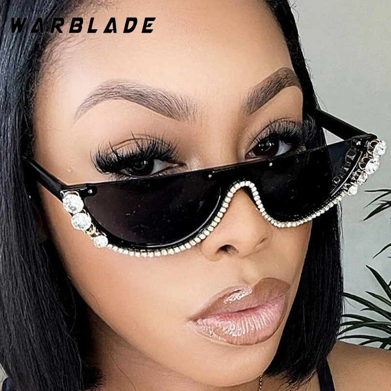 

Personality Punk Semi-Circle Diamond Sunglasses Men Women Luxury Brand Design Sunglass Party Photography Glasses Ladies UV400