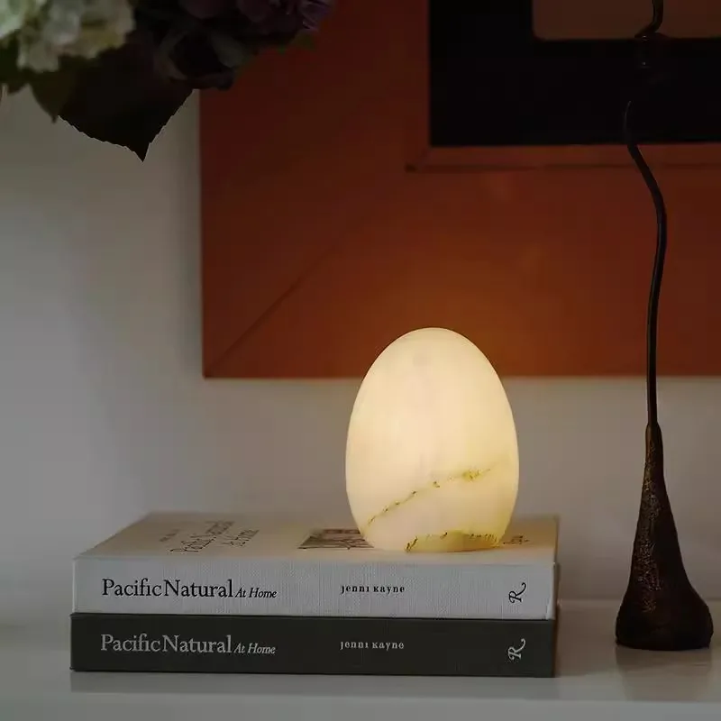 French Light Luxury Style Home Decoration Desktop Charging Desk Lamp Creative Art Design Dinosaur Egg Bedroom Bedside Sleep Lamp