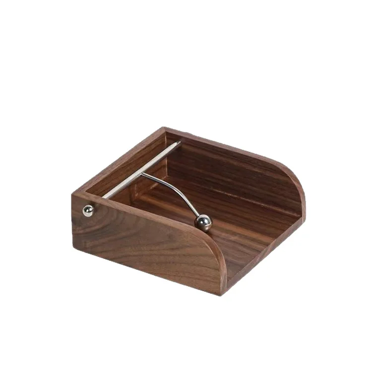 Restaurant Hotel Tissue Box Mahogany Fixed-point Square Napkin Box Holder Accessible Luxury Stainless  Tissue Holder Ornaments