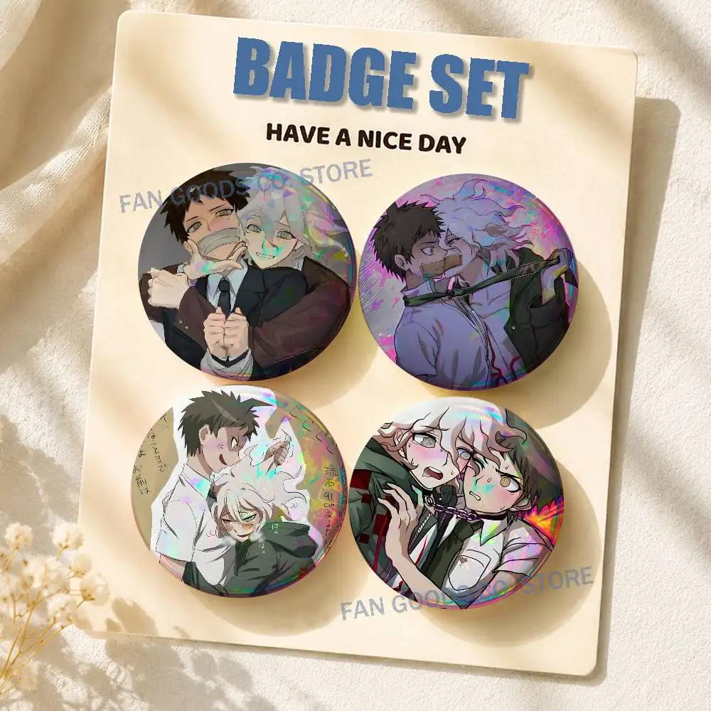 Nagito Hajime Komahina Brooches for Backpack Accessories 25,32,44,58,75mm Round Enamel Pins 2-piece set Cartoon Anime Badge