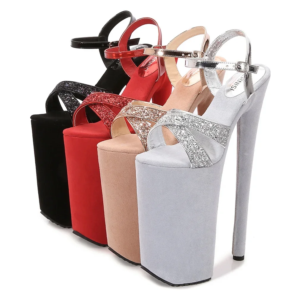 2024 Super High Waterproof Platform Sandals Women Fish Mouth Open Toe Pole Dance High Heels 26CM Nightclub Catwalk Shoe