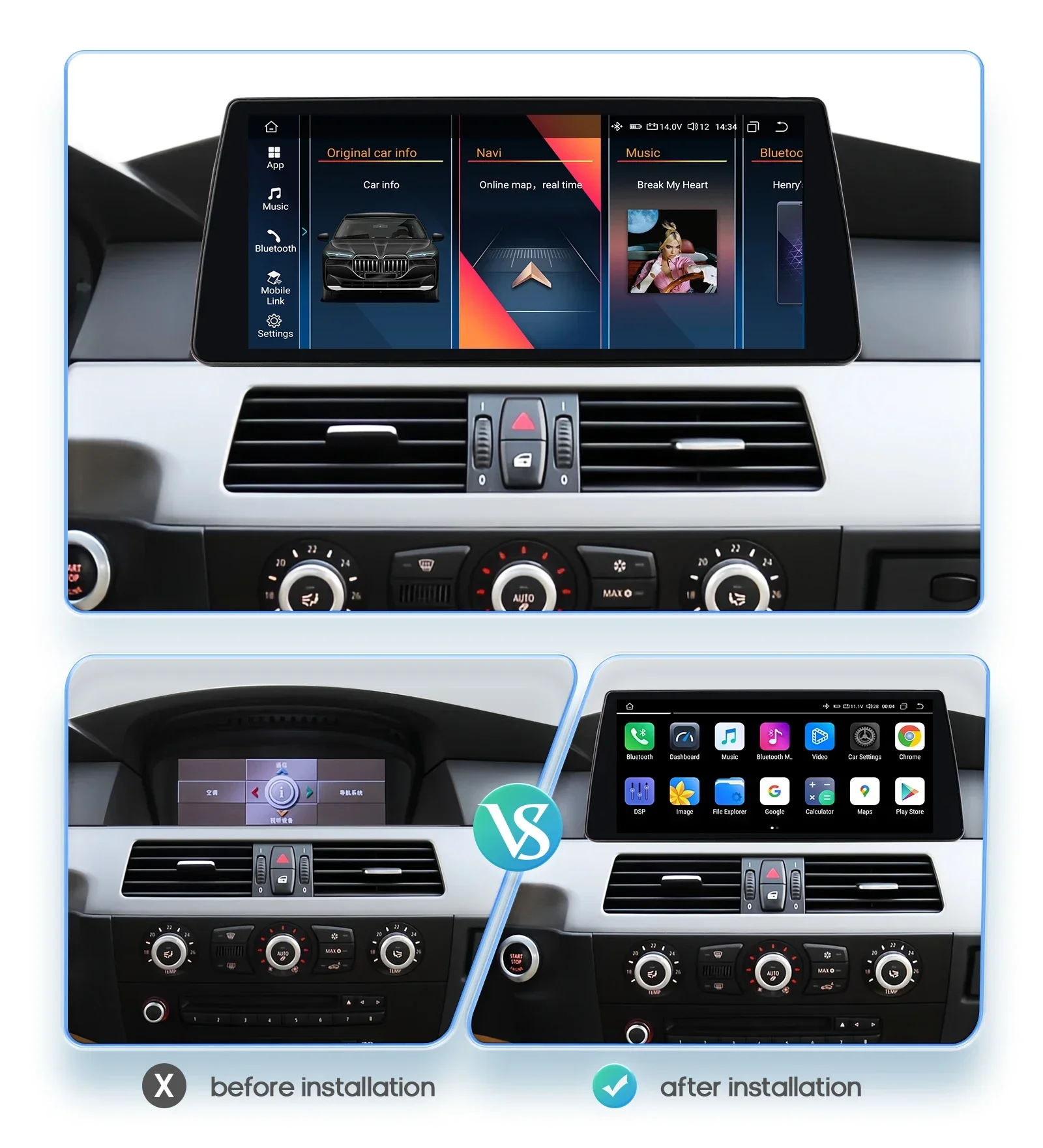 10,25" Hizpo Andoird Autoradio für BMW 5er E60 E61 CCC CIC 2005 - 2010 Intelligenter Bildschirm DSP GPS Auto CarPlay 4G BT SWC – Detail 6