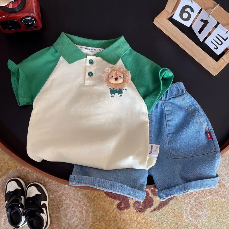 

IENENS Summer Baby Clothes Sets Cartoon Lion T-shirt + Shorts Toddler Boy's Clothing Suits 1 2 3 4 Years Kids Outfits