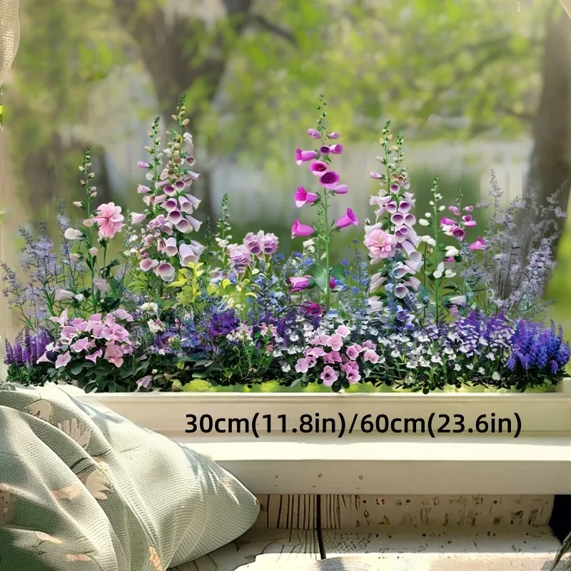 Colorful Wildflower Window Cling, Double-Sided Transparent Glass Sticker - Vibrant Garden Pattern Decoration, Easy to Stick Tear