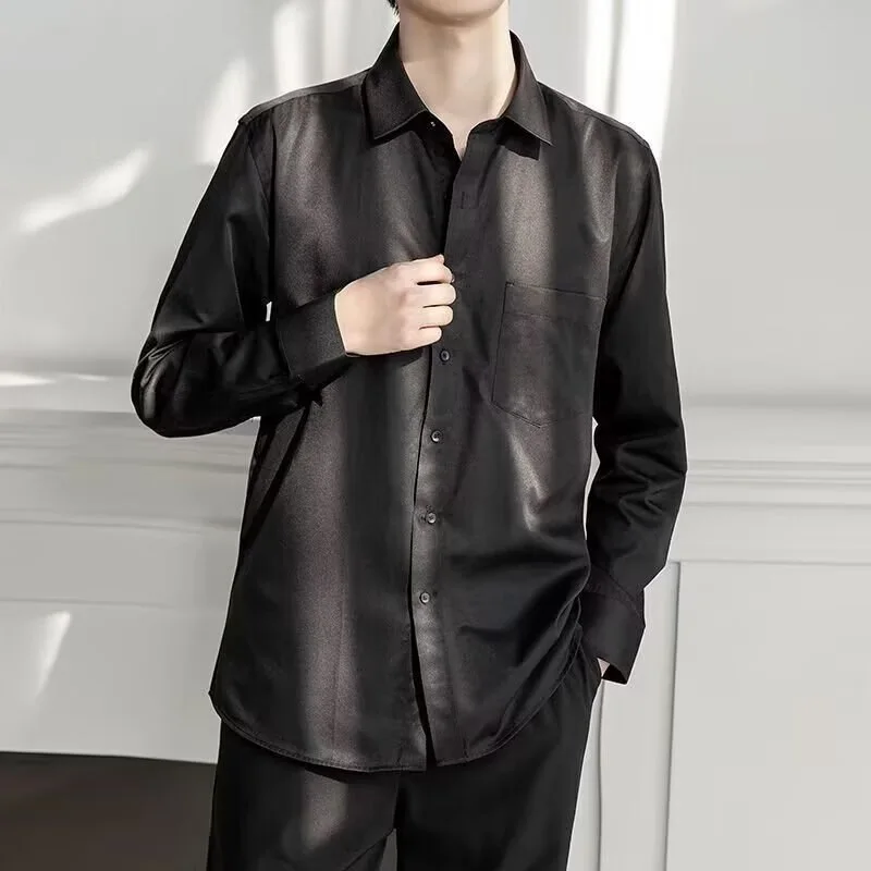 Long-sleeved Shirt Pocket Man Spring New Solid Simple All-matching Loose Casual Fashionable Comfortable Personality