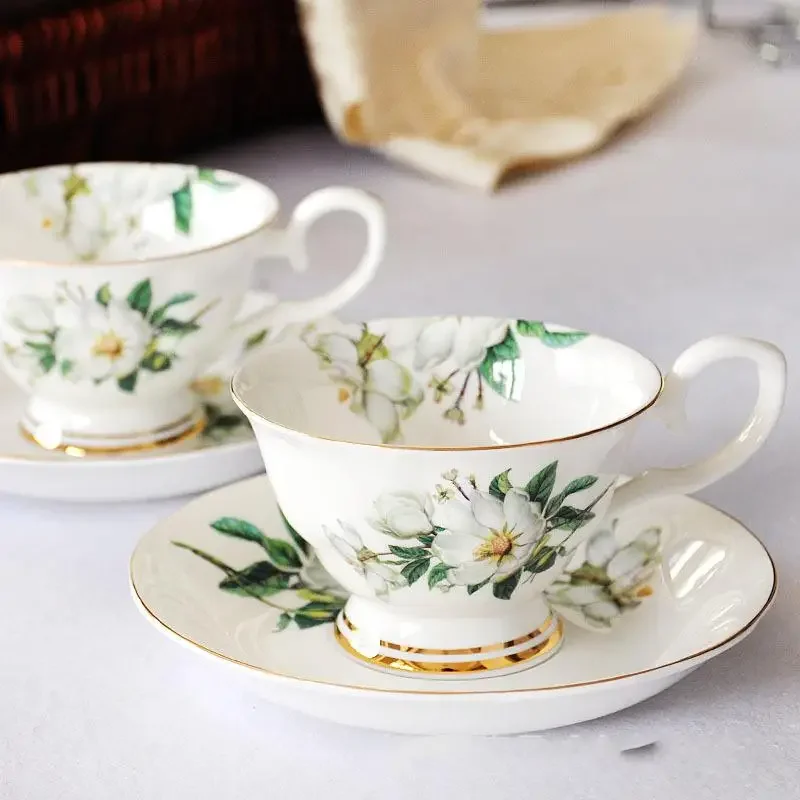 British Flower Style Bone China Coffee Cup and Set Rural Ceramic Vintage Afternoon Tea