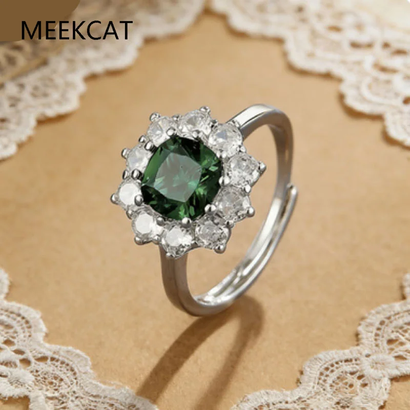 

Кольцо-солитер с сапфиром, нано-изумрудом и танзанитом 2.22 карата, в форме цветка, из стерлингового серебра 925 пробы, для женщин, на каждый день, для вечеринок, ювелирный набор, подарок