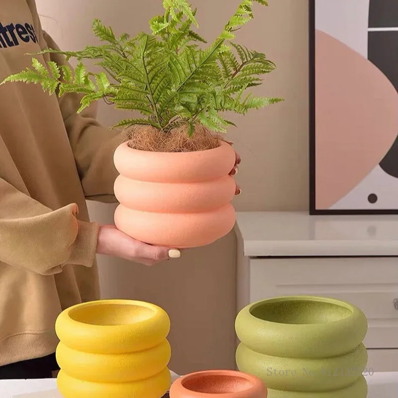 Nordic Ceramic Frosted Flower Pots with Holes, Simple Home Living Room Decoration, Creative Flower Pots, New