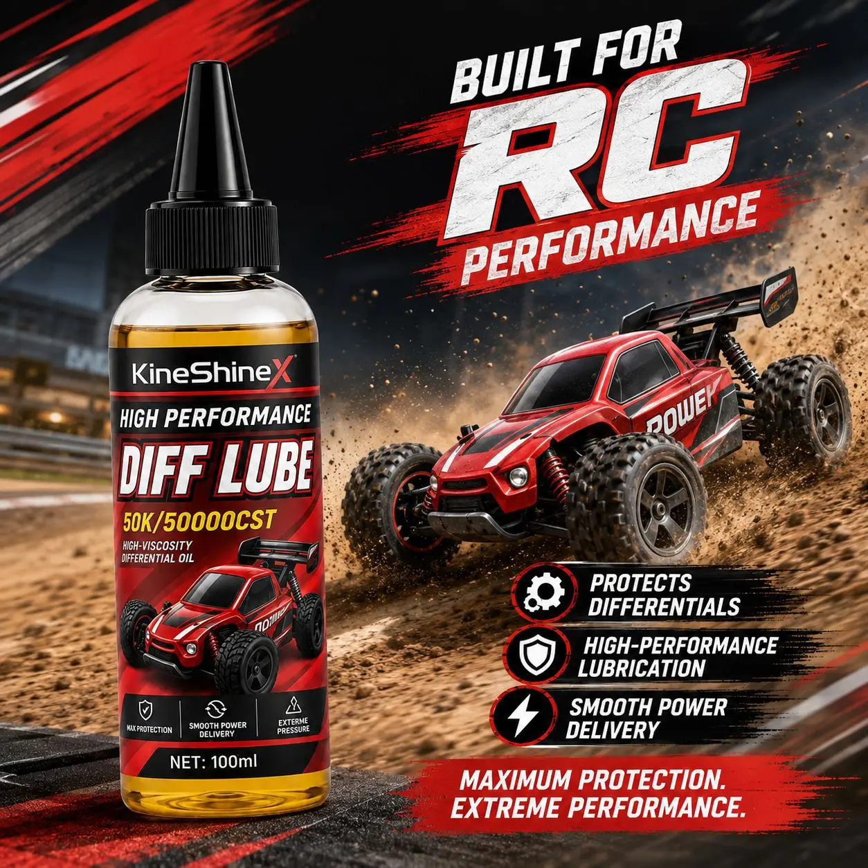 100ML 50K 50000 CST Differential Oil High Viscosity Diff Lube for RC Car Buggy Truck Drift Gearbox Maintenance Lubricant