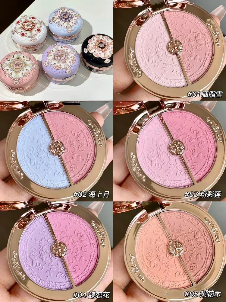 Flower Knows Butterfly Cloud Collar Collection Cosmetic 2Color Blush Brighten Expand Color Matte Cheek Rouge Box Delicate Makeup