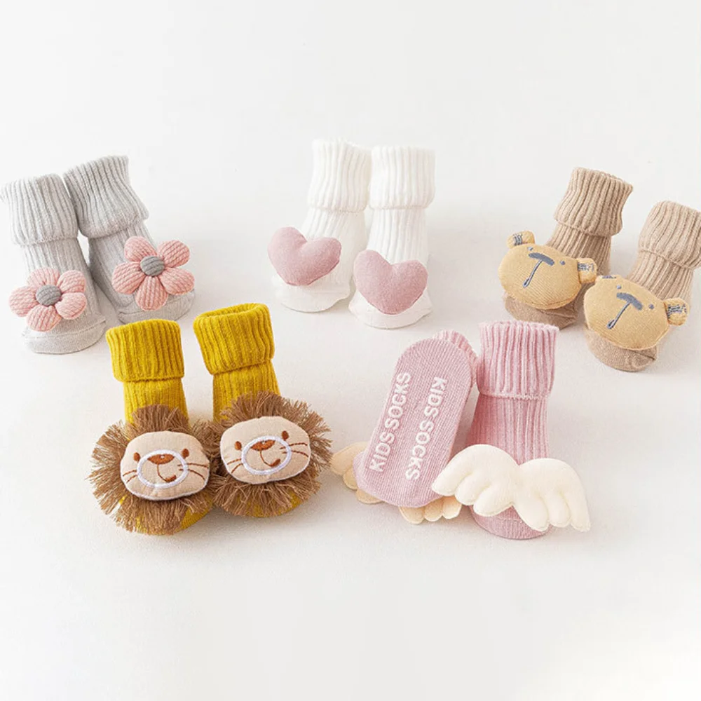 Spring Summer Thin Cotton Cute Cartoon Doll Baby Socks Korean Casual Anti-slip Floor Stitch Stockings for Newborn Infant Toddler