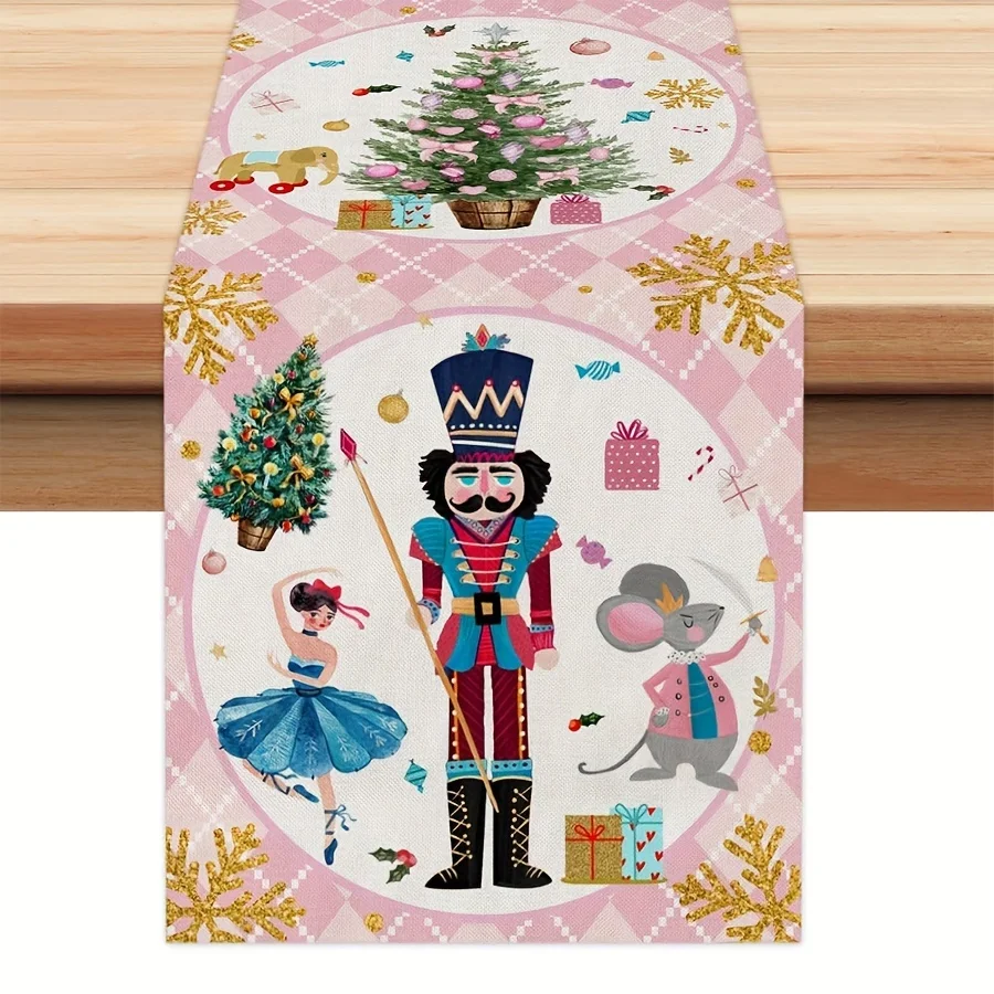 Christmas Nutcracker Linen Table Runners Dresser Scarf Decor Farmhouse Dining Table Runners Coffee Party Christmas Decorations