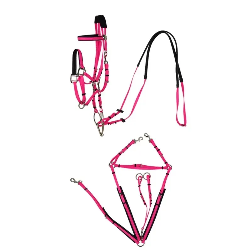 Durable Padded PVC Endurance Bridle & Reins Adjustable Non-slip Horse Tack with Alloy Martingale Breastplate L Size