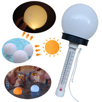 Water Temperature Measuring Tool with Solar LED Light Multifunction Wireless Pool Thermometer for Cold Plunge Spa Pond