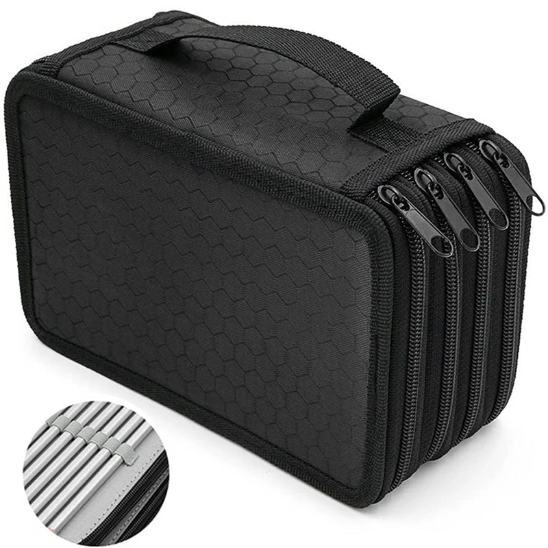 1 قطعة مقلمة سعة 72 فتحة 4 طبقات مقلمة بلون مربع رسم مقلمة هدية قرطاسية أسود